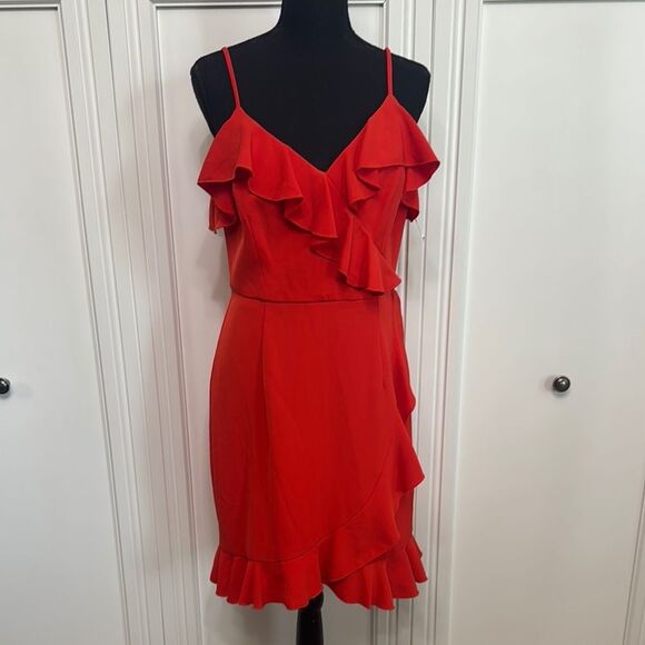 Trina Turk‎ Red Ruffled Wrap Mini Dress 8 - Picture 2 of 8
